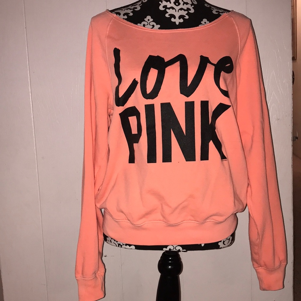 peach victoria’s secret pink sweatshirt